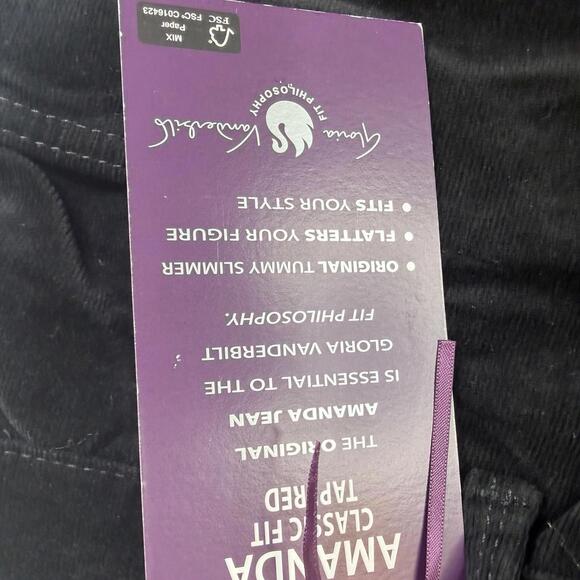 Gloria Vanderbilt Womens Amanda Corduroy Classic Fit Tapered Sz 10 Pants Black - Picture 11 of 13